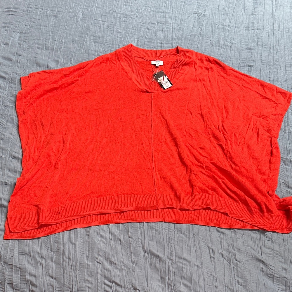 crown & ivy Bright Red Poncho Sweater